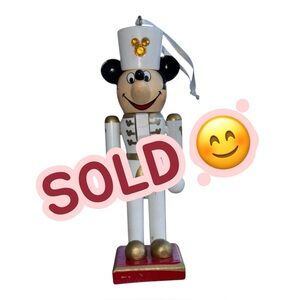 Disney Parks Mickey Mouse Nutcracker Ornament Toy Soldier White Uniform Retired